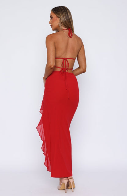 Vestido de volantes Rojo