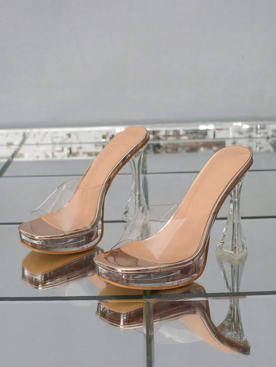 Sandalias tacón transparente