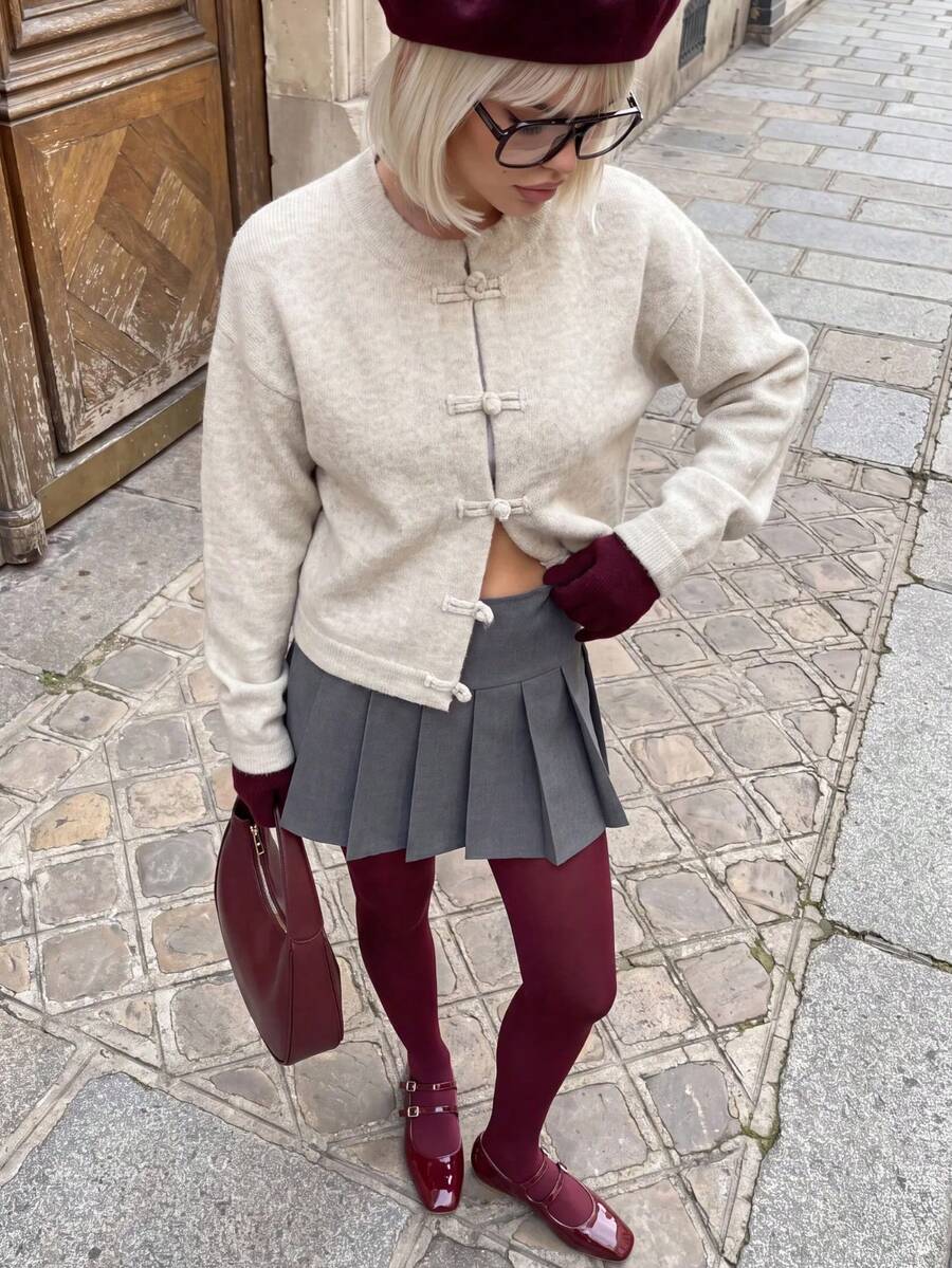 Cardigan con botones de nudo chino
