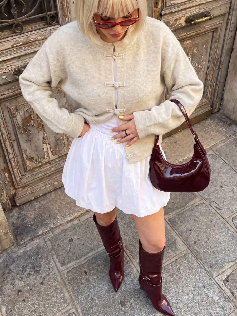 Cardigan con botones de nudo chino