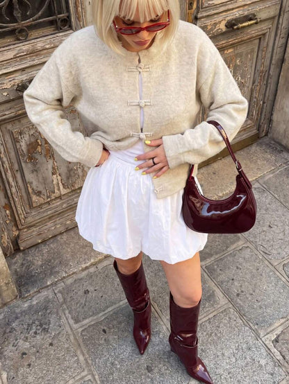 Cardigan con botones de nudo chino